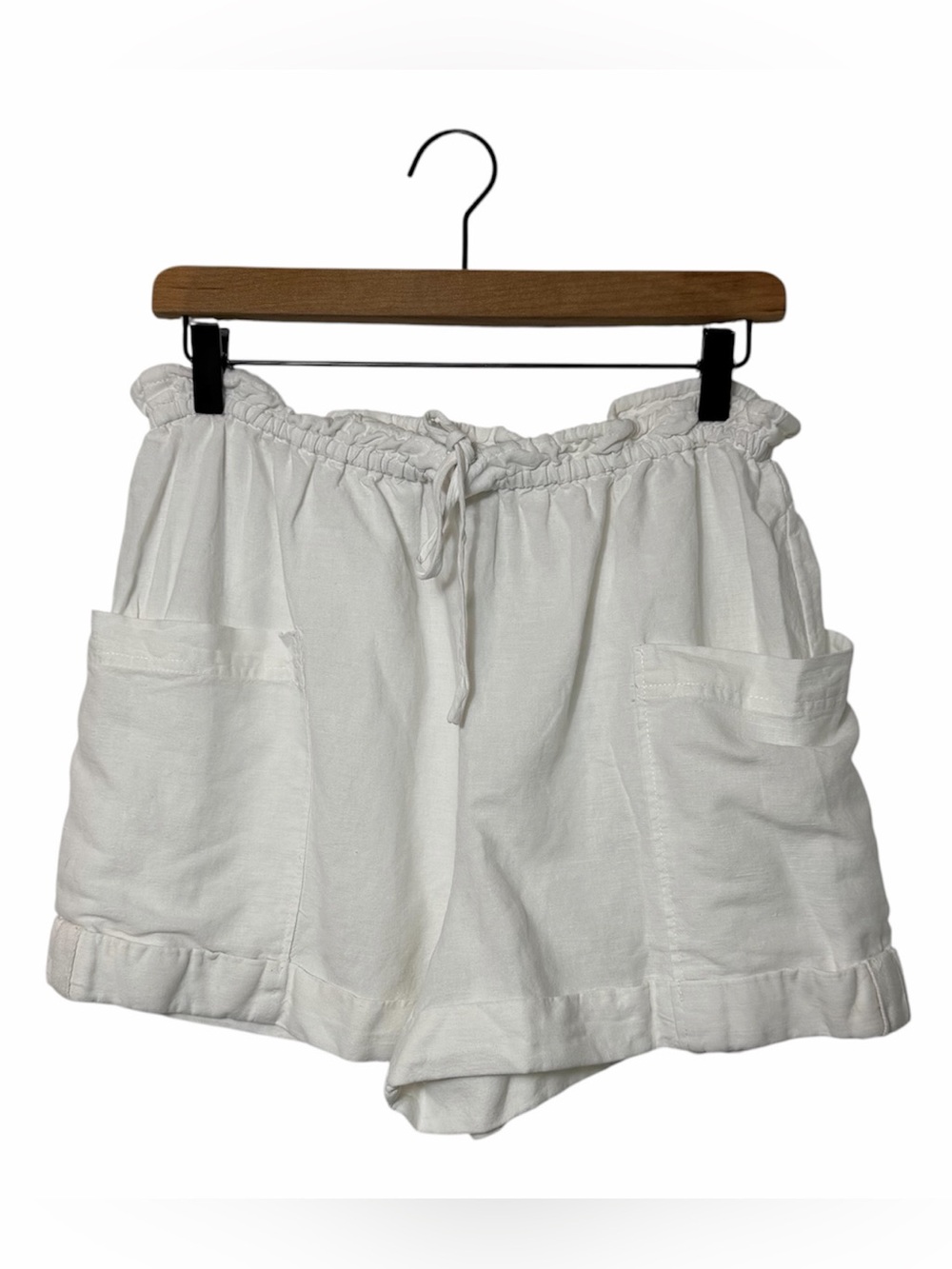 Zara White Linen Shorts Medium Pre-Owned